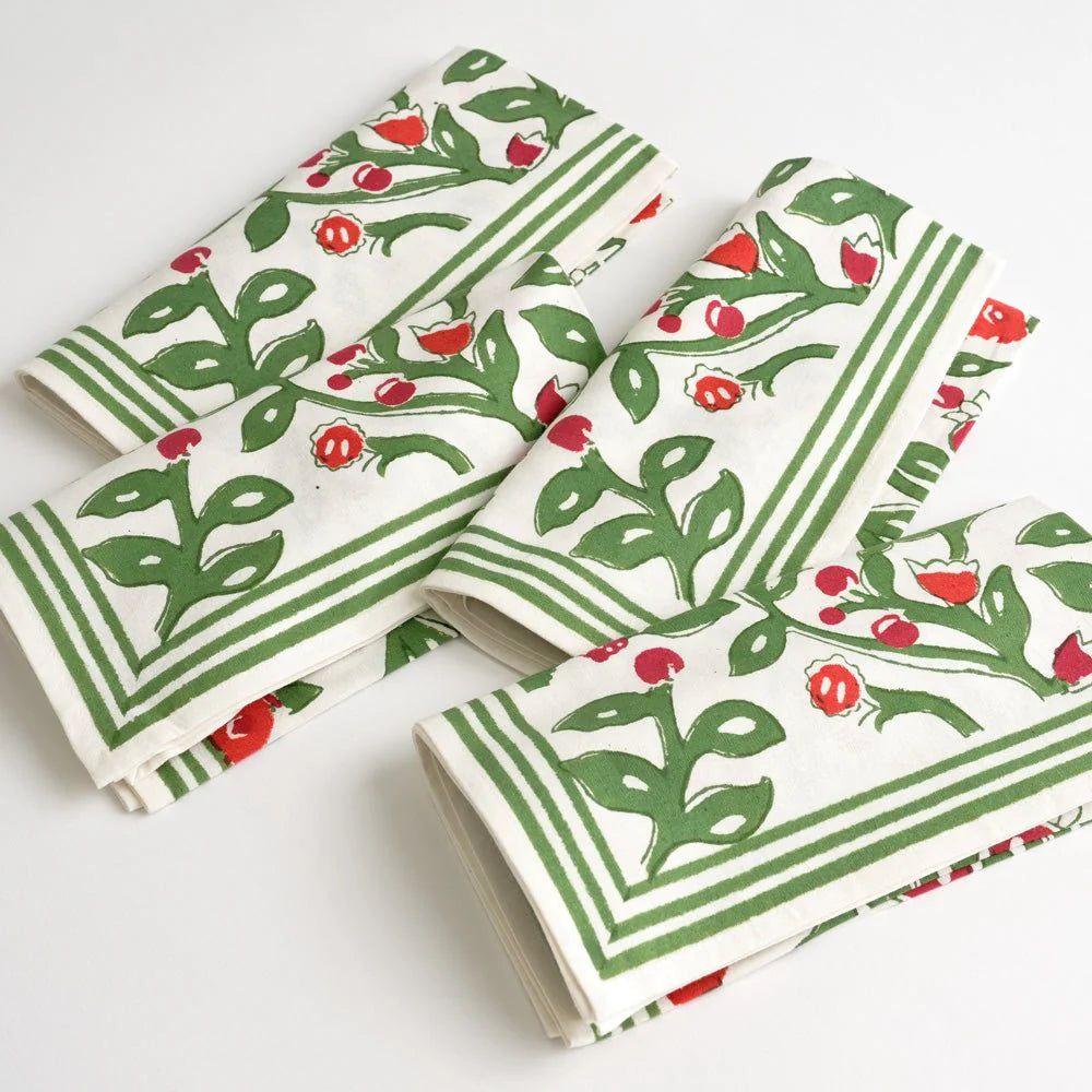 Emma Red & Green Napkin | Set of 4