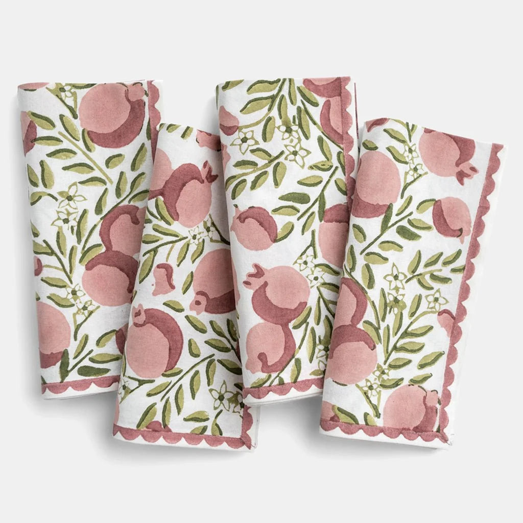 Pomegranate Vine Moss & Mauve Napkins | Set of 4