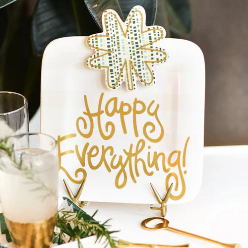 White Stripe Big Happy Everything! Square Platter