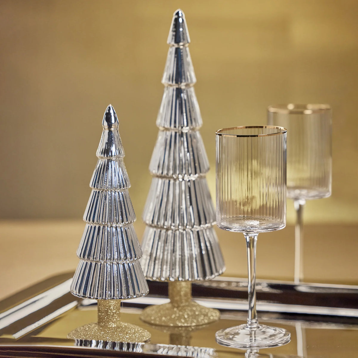 Alpine Glass Tree on Gold Glitter Base