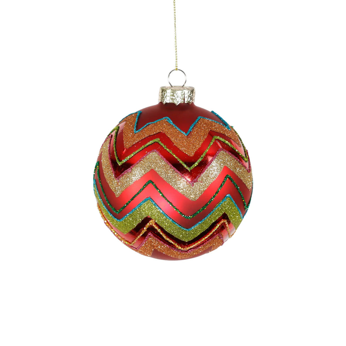 Multicolor Zigzag Glass Ball Ornament