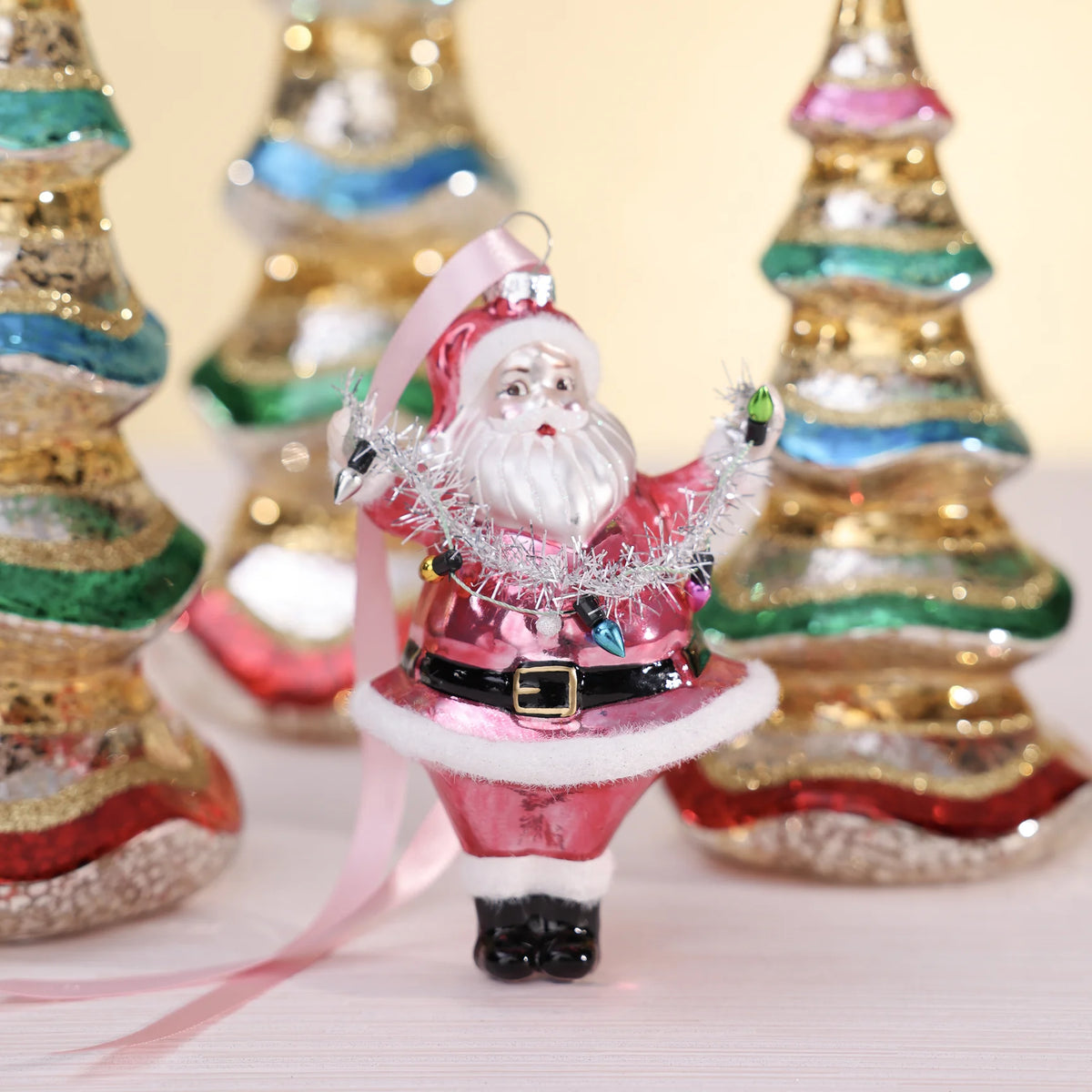 Glass Santa Ornament