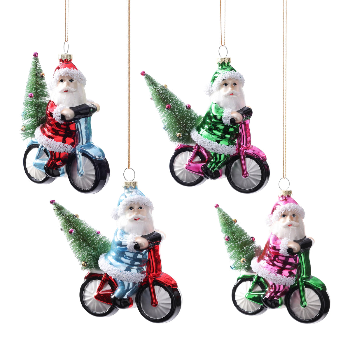 Santa's Merry Ride Glass Ornament