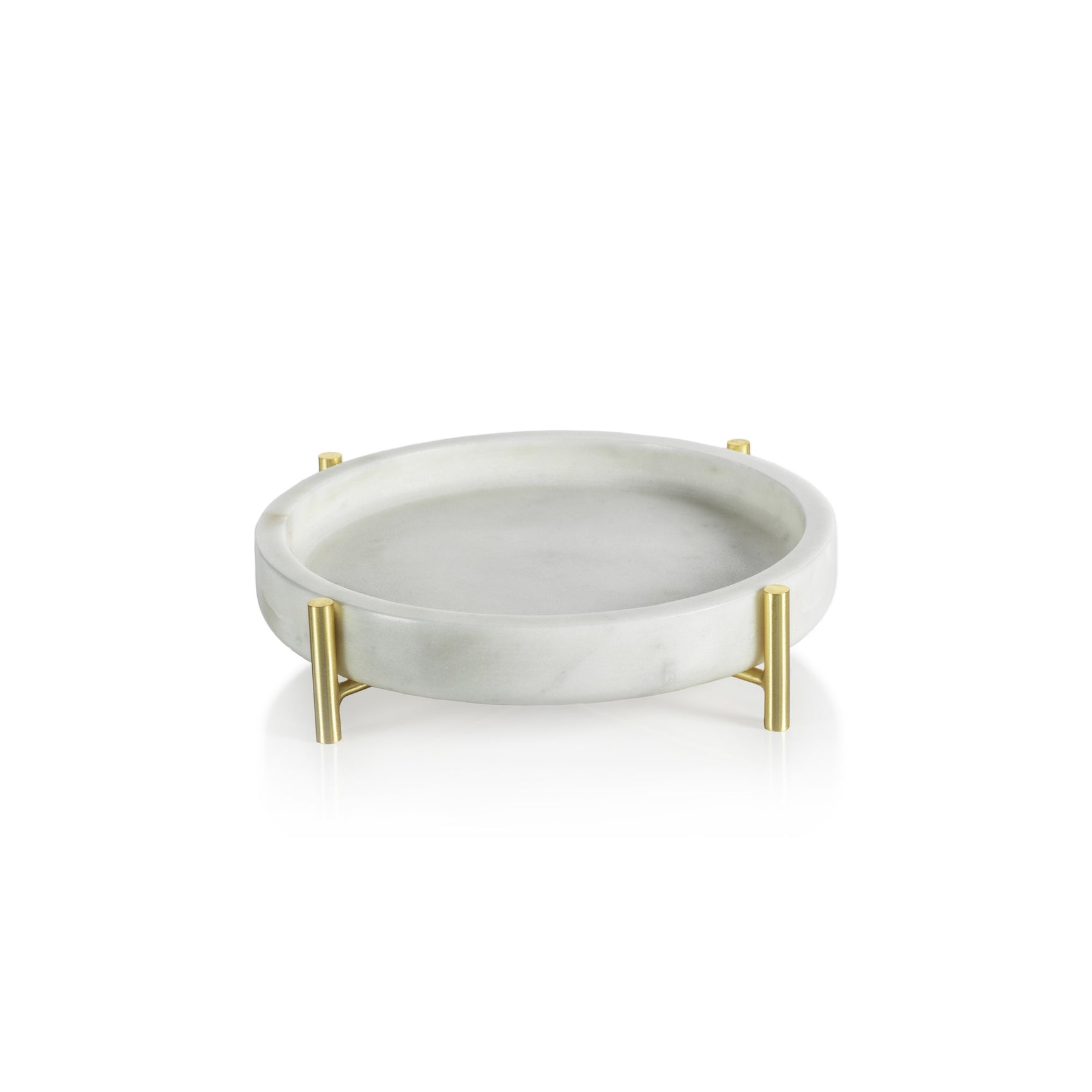 Palomar Round Marble Tray on Metal Stand - Small