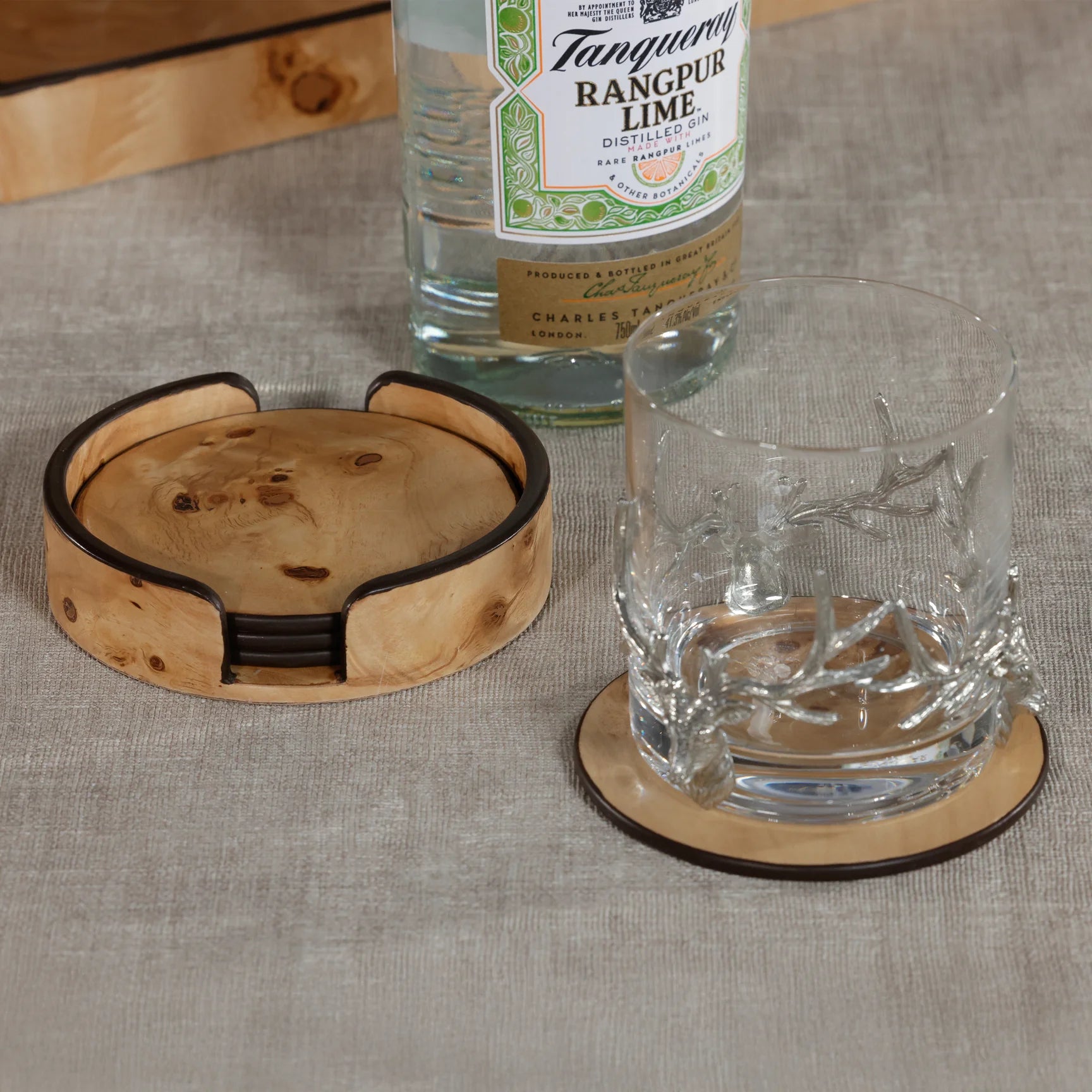 Valberg Burl Veneer Round Coaster | Set of 4