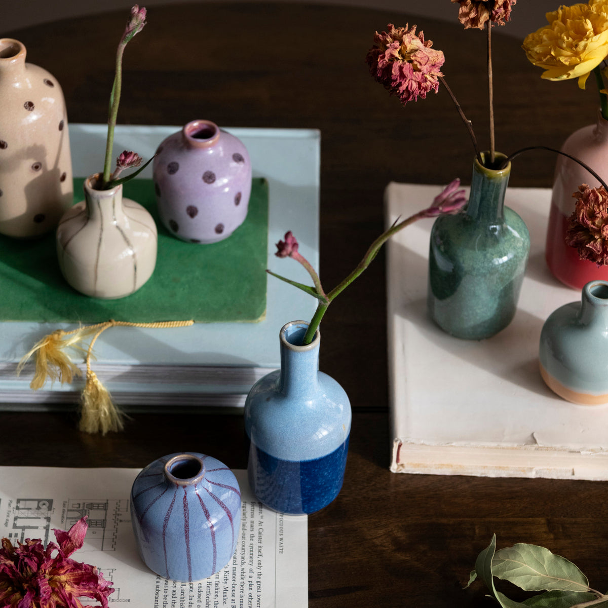 Reactive Glaze Stoneware Bud Vase