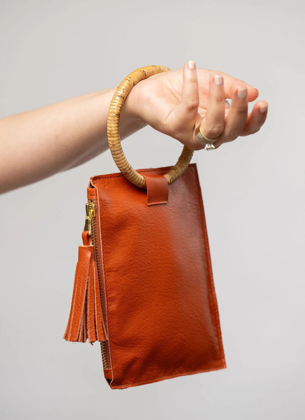 The Bamboo Ring Wristlet | Orange + Bamboo