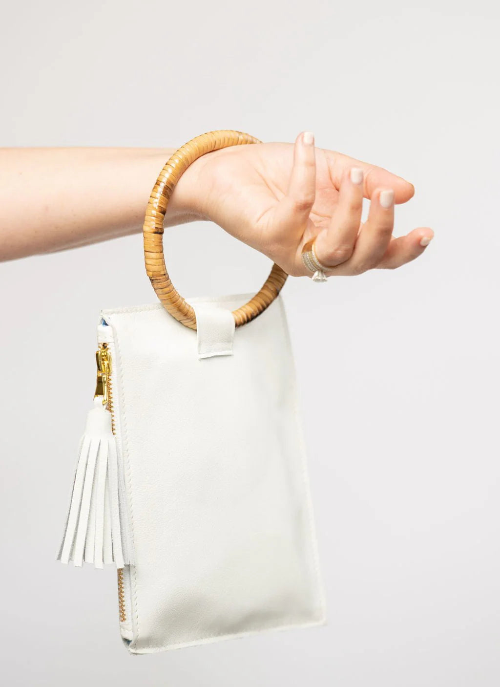 The Bamboo Ring Wristlet | White
