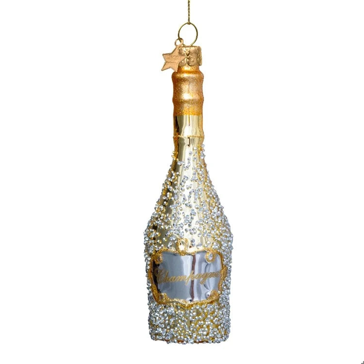 Gold Champagne Bottle with Diamond Ornament