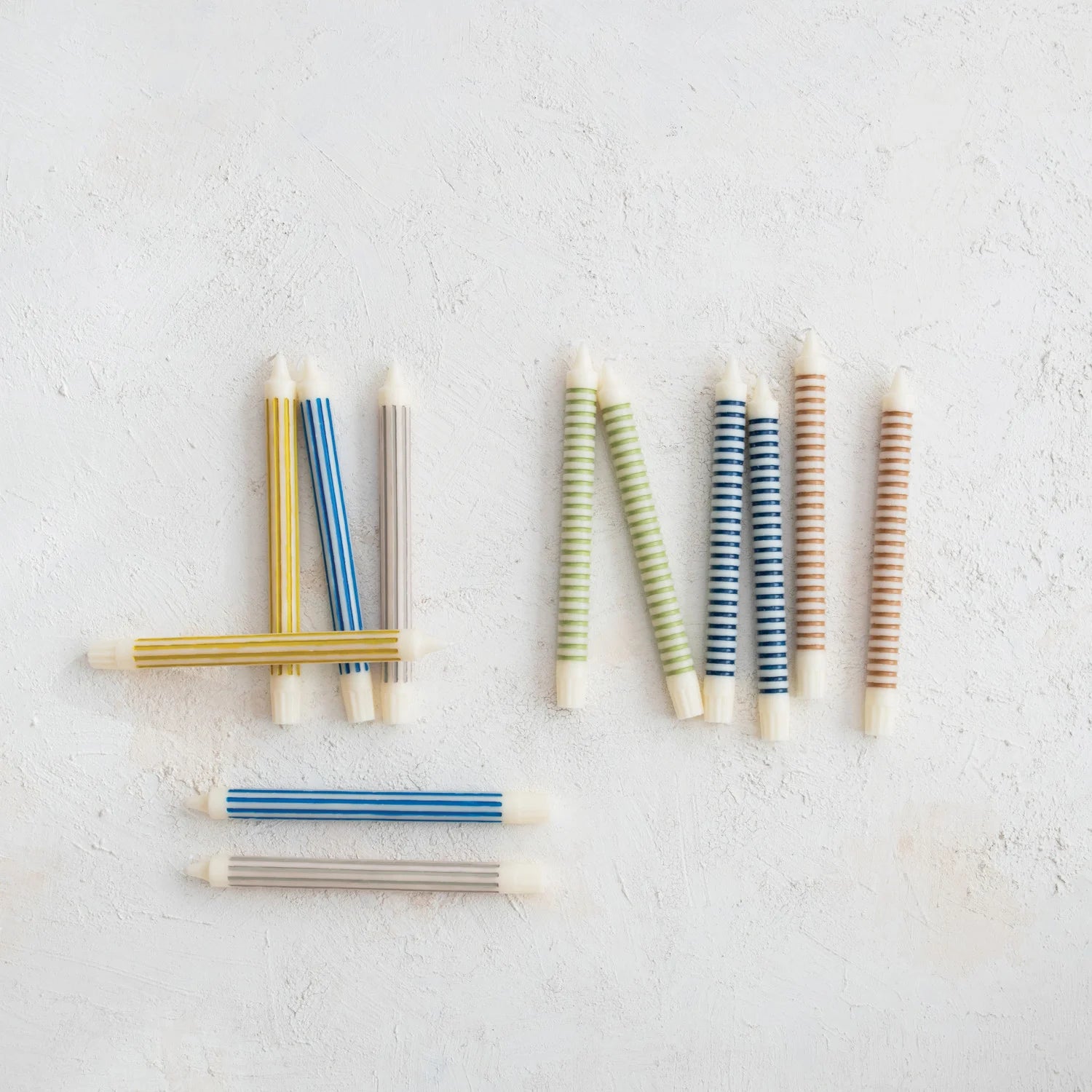 Unscented Striped Taper Candles | Set of 2