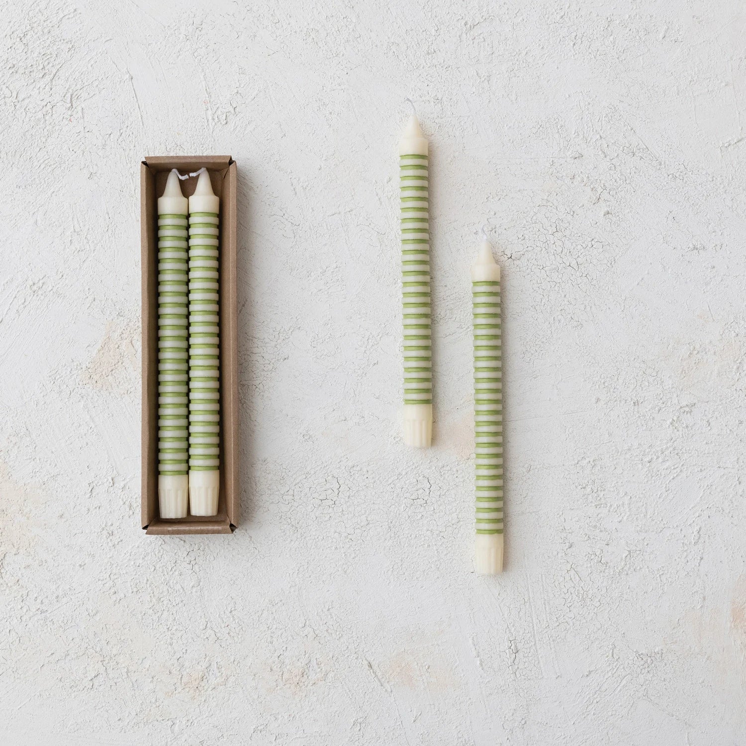 Unscented Striped Taper Candles | Set of 2