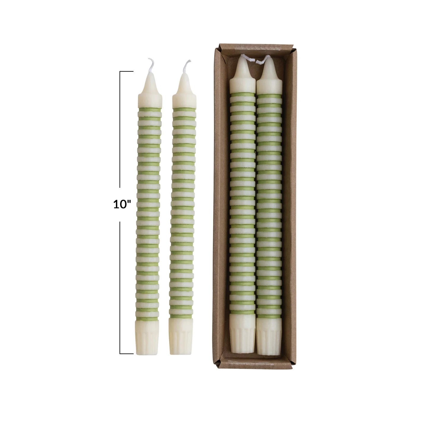 Unscented Striped Taper Candles | Set of 2