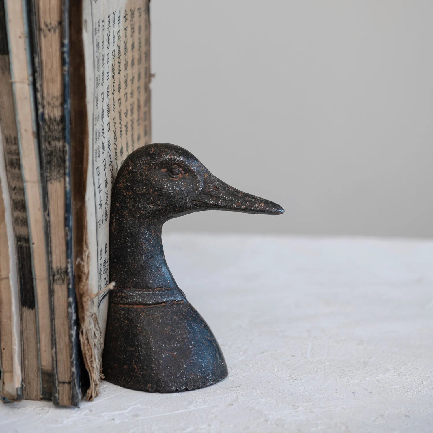 Cast Iron Black Duck Head Bookends
