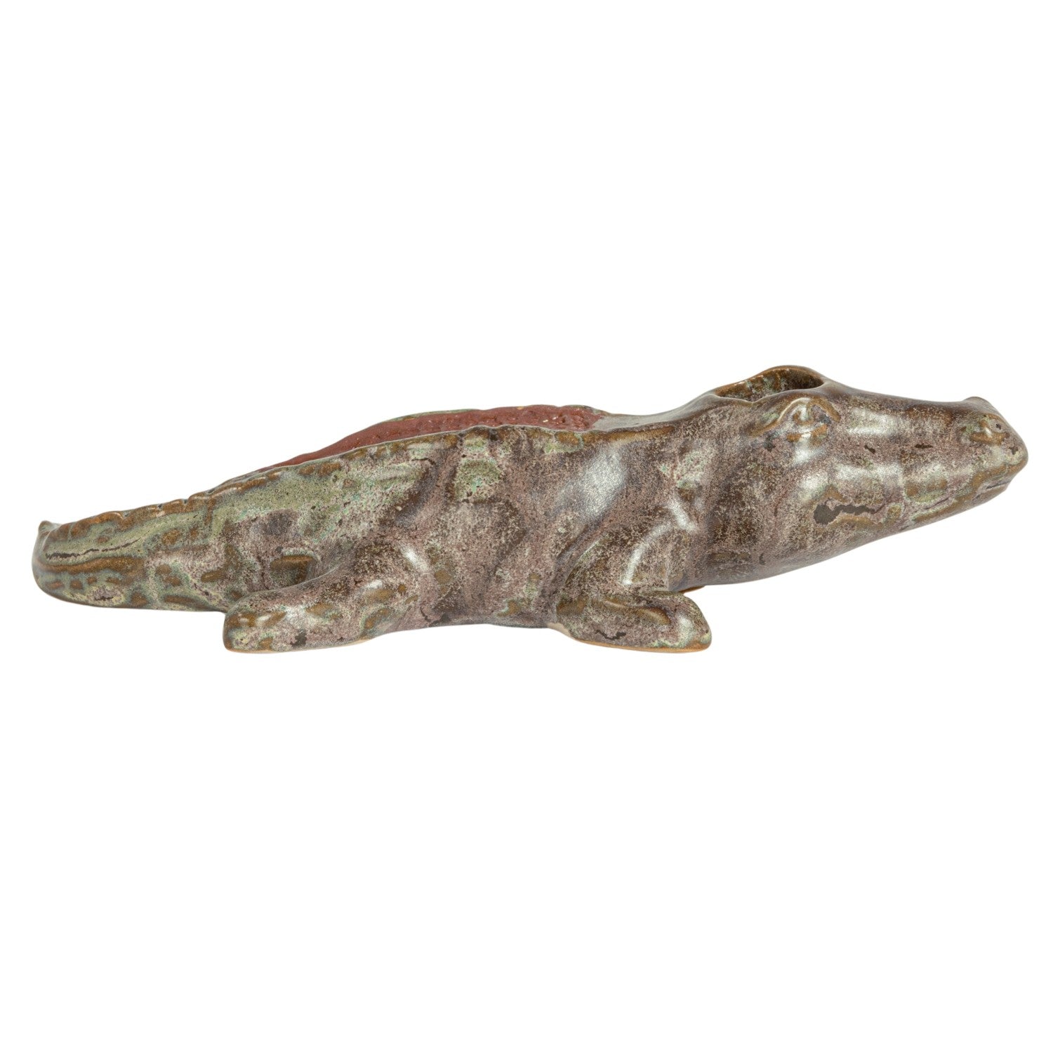 Stoneware Alligator Match Holder With Striker