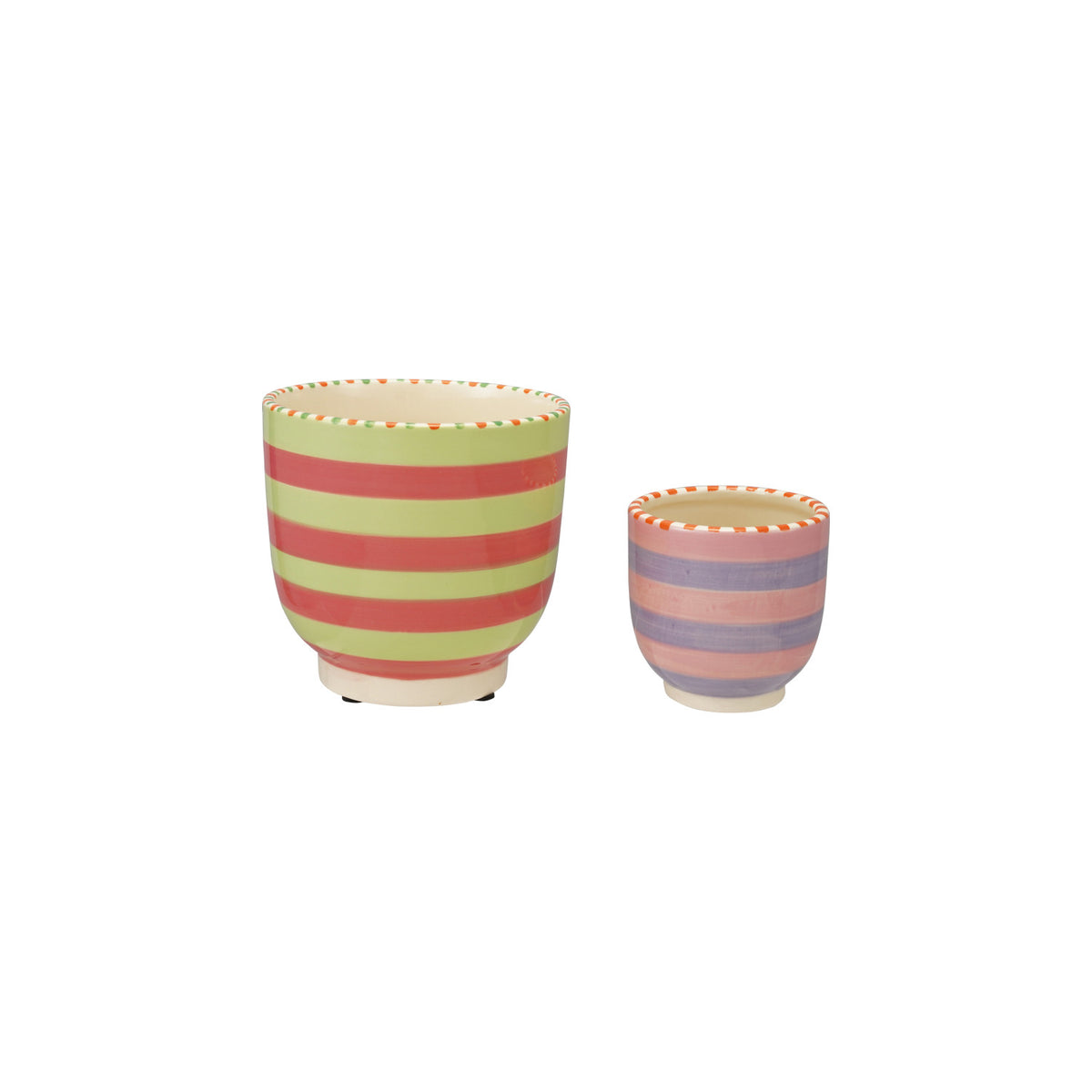 Stoneware Striped Cachepot