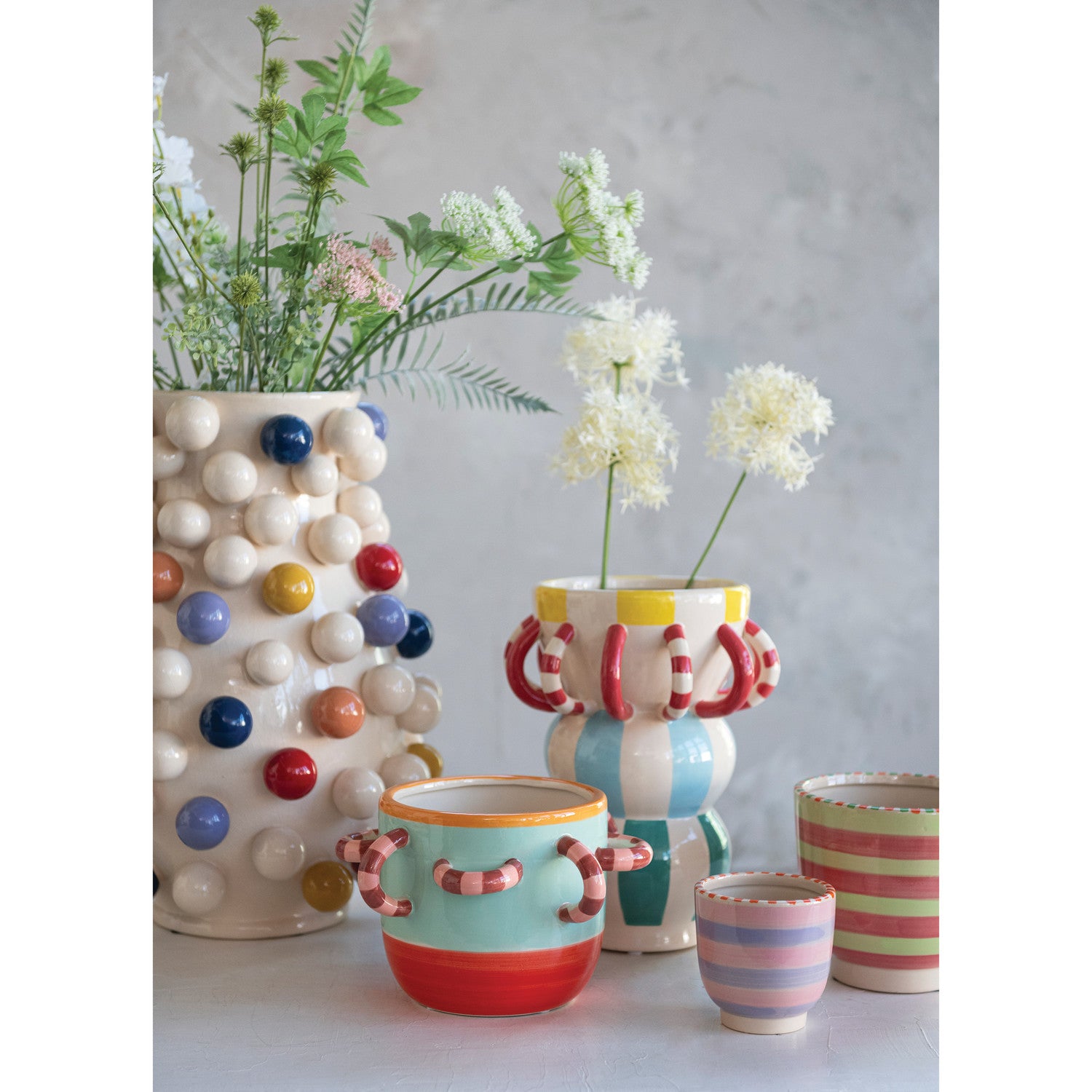 Striped 3D Stoneware Planter
