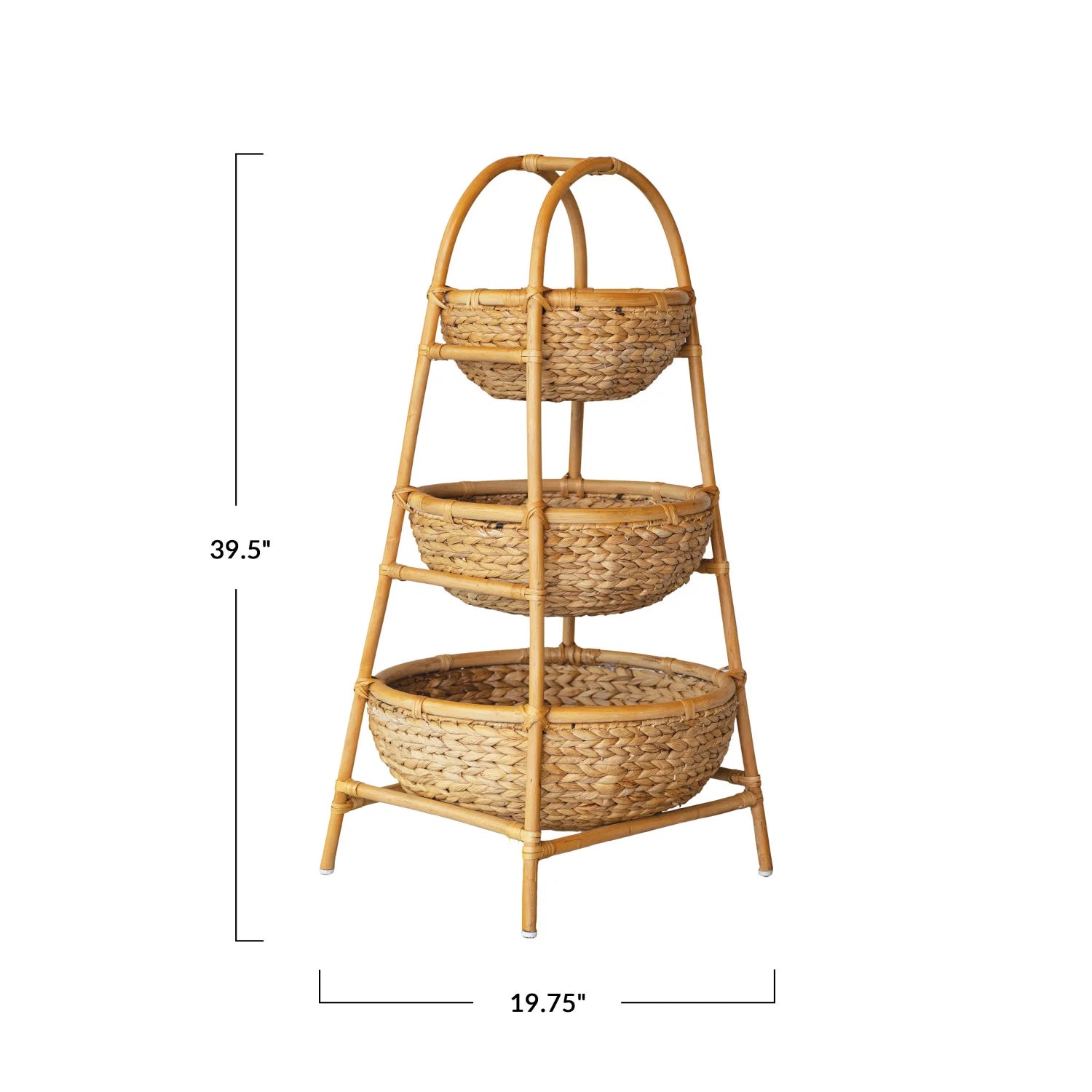 Rattan and Water Hyacinth 3-Tier Basket