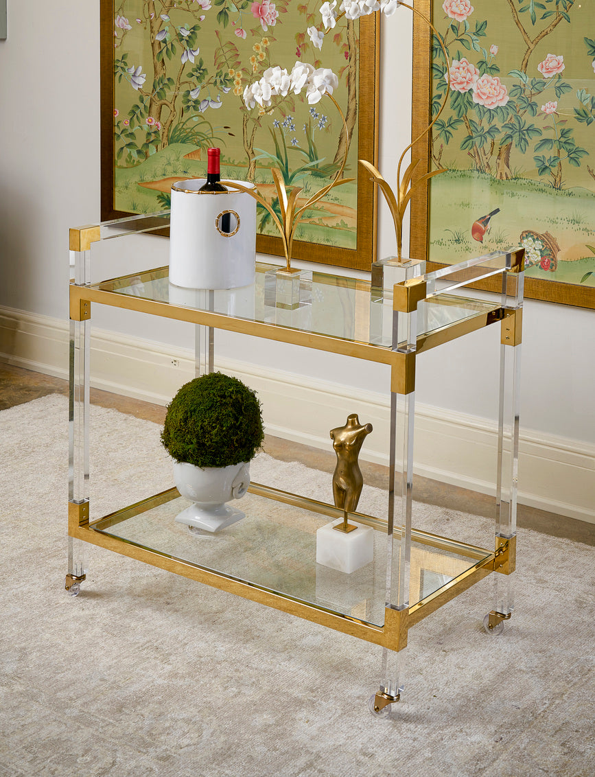 Acrylic Bar Cart - Brass