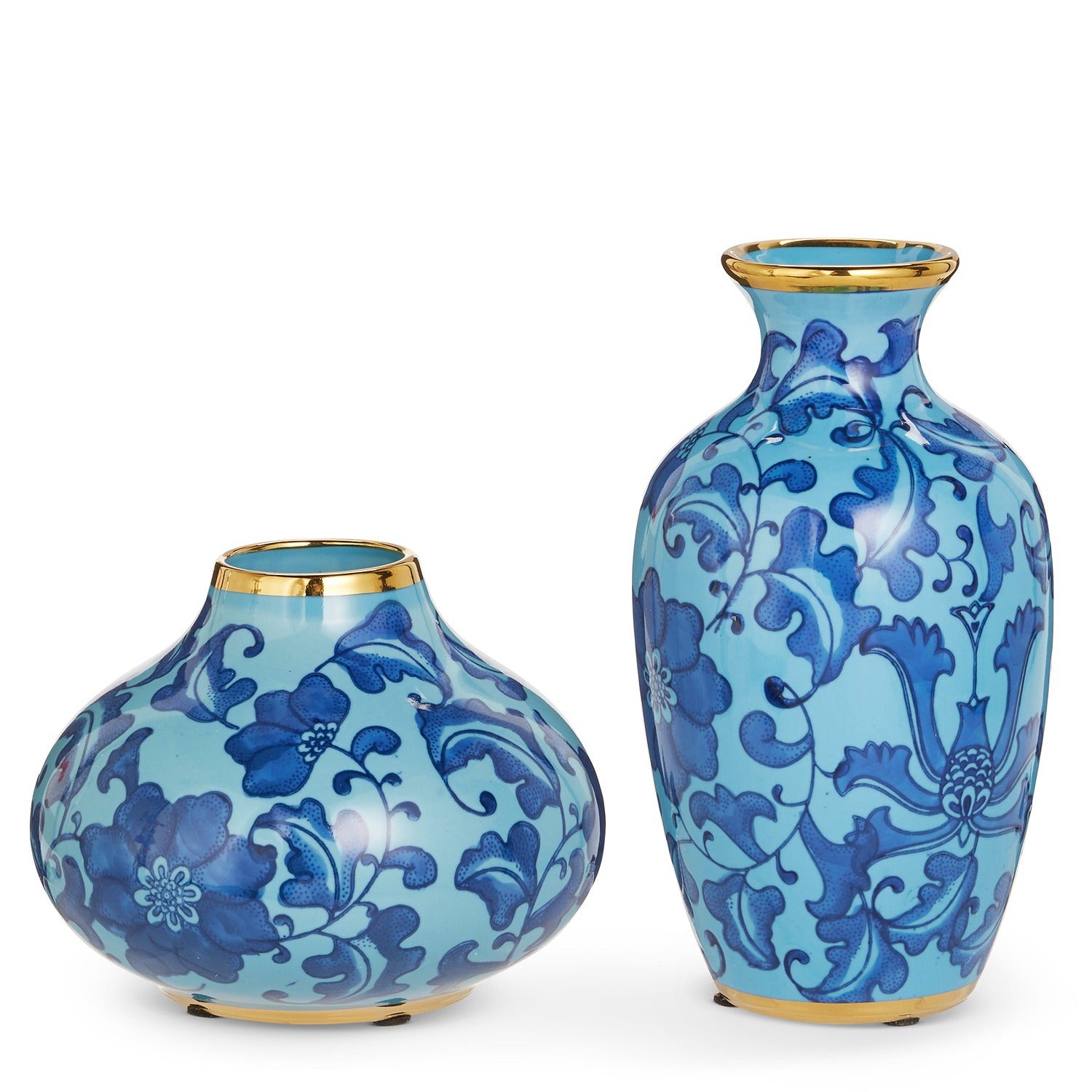 Dark Blue Floral Bud Vases