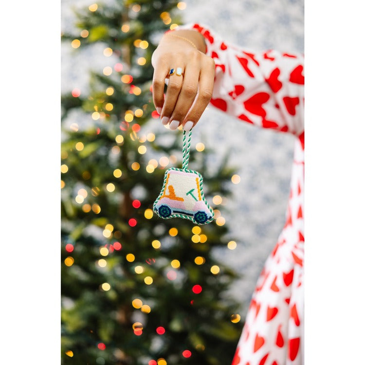 Golf Cart Needlepoint Ornament