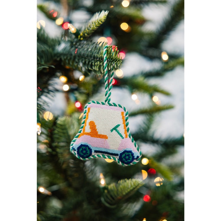 Golf Cart Needlepoint Ornament