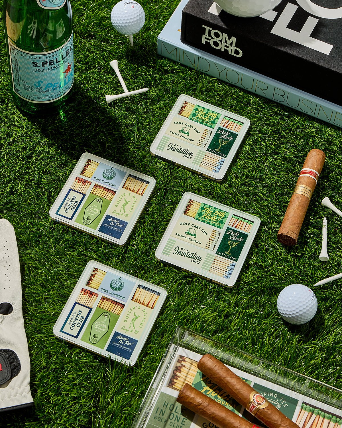 Golf Matchbook Coasters Boxed Set of 4