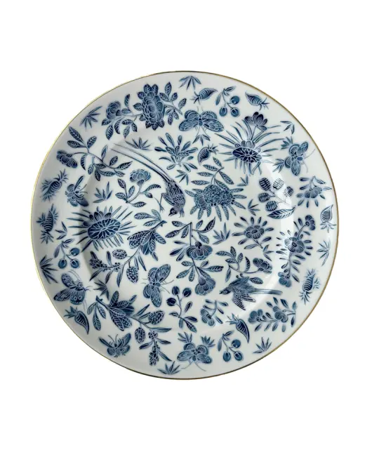 Sacred Bird & Butterfly Dessert Plate - Blue