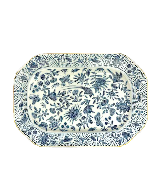 Sacred Bird & Butterfly Cookie Plate - Blue