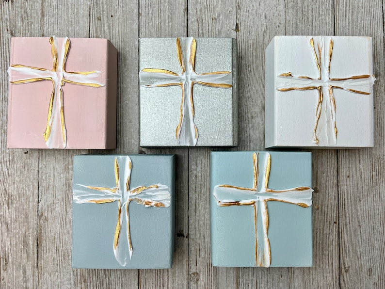 4X4 White Cross Art - Blue