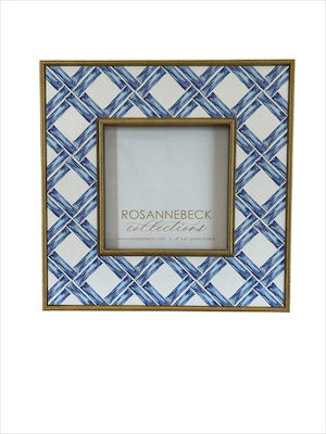 Handpainted Baby Light Blue Gingham 4x4 Frame