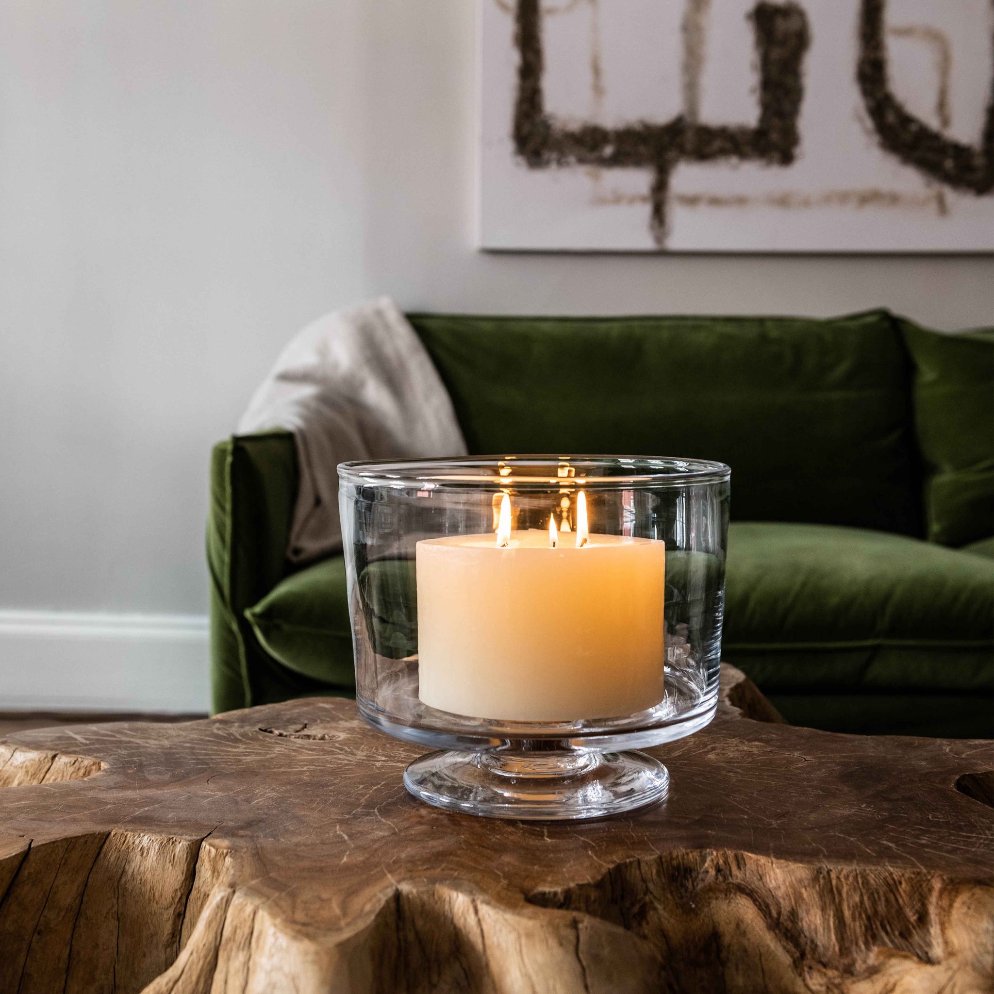 Ivory Three Wick Pillar Candle, 6" x 4"