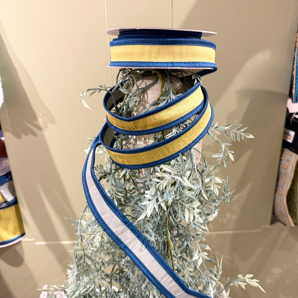 Dupion DBL Fused Moss Contrasting Dupion Trim Ribbon