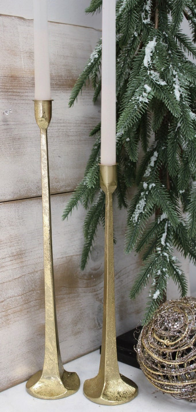 Gold Leaf Iron Taper Holders | Set of 2