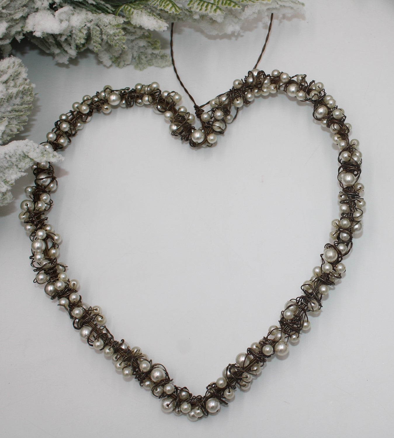 Wire Heart with Pearls Drop