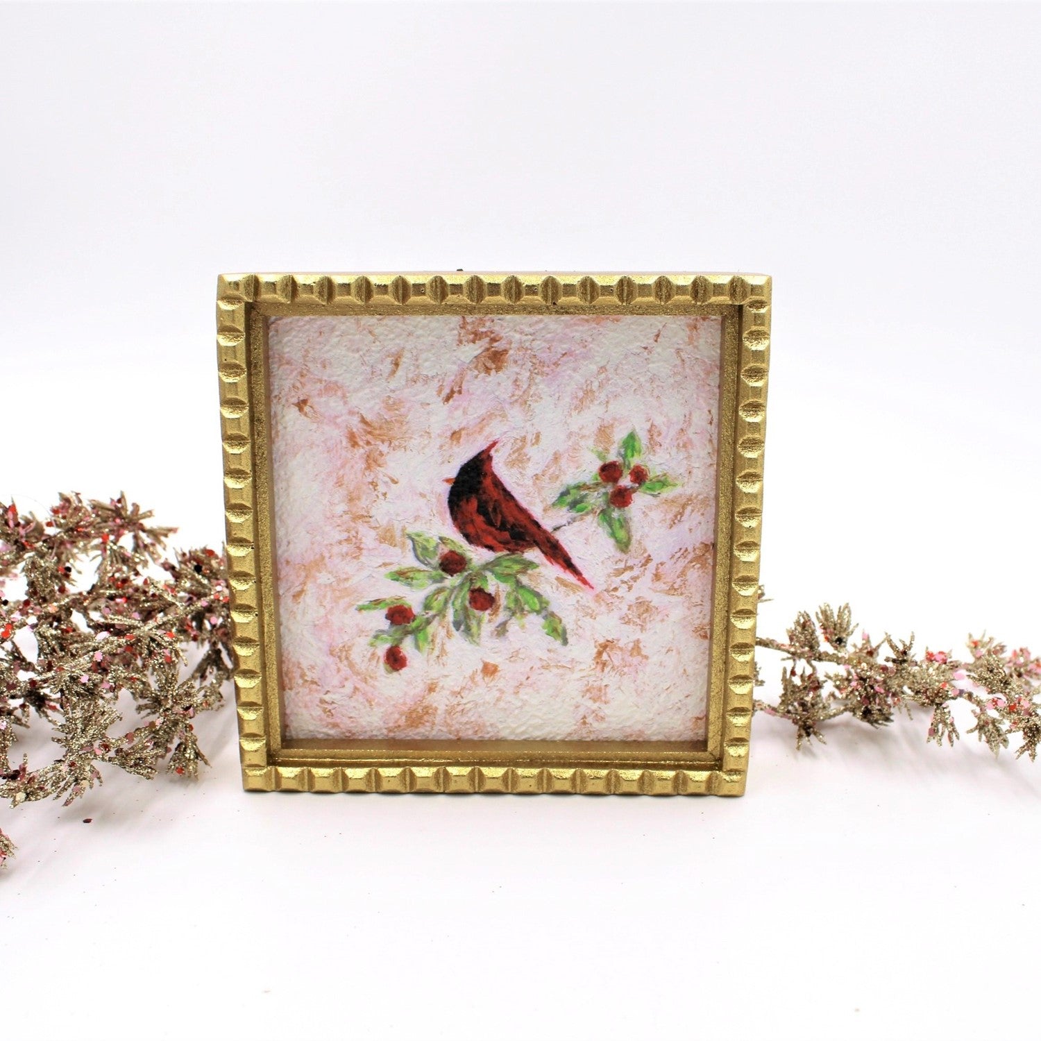 Framed Cardinal on Branch Art