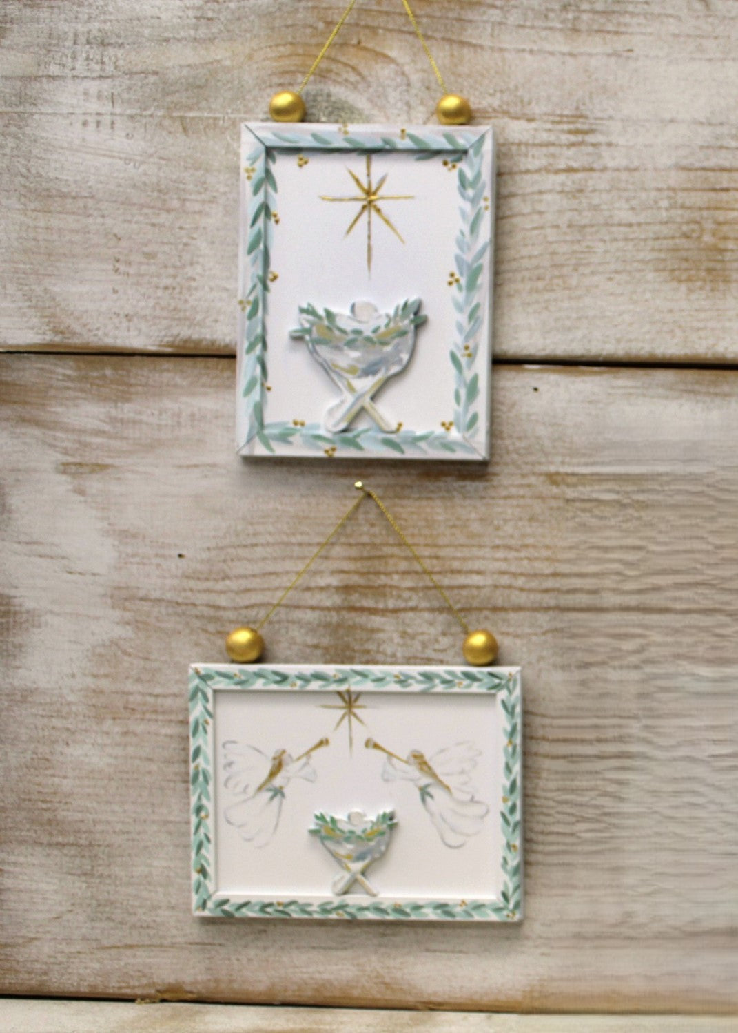 Manger Framed Wood Ornament