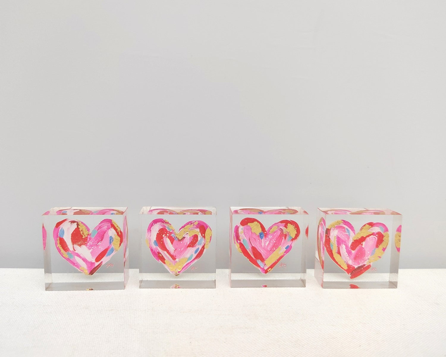 Heart Acrylic Block with Gold Leafing
