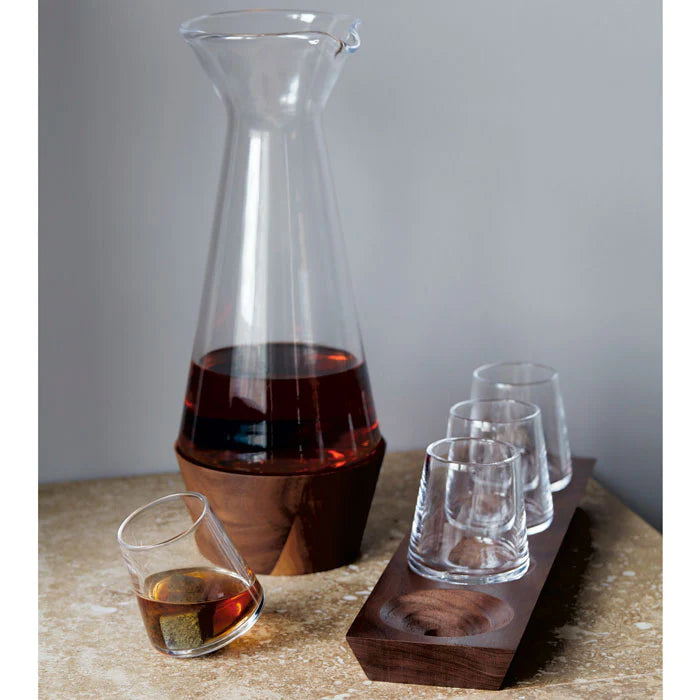Ludlow Whiskey Glass Set with Wood Base