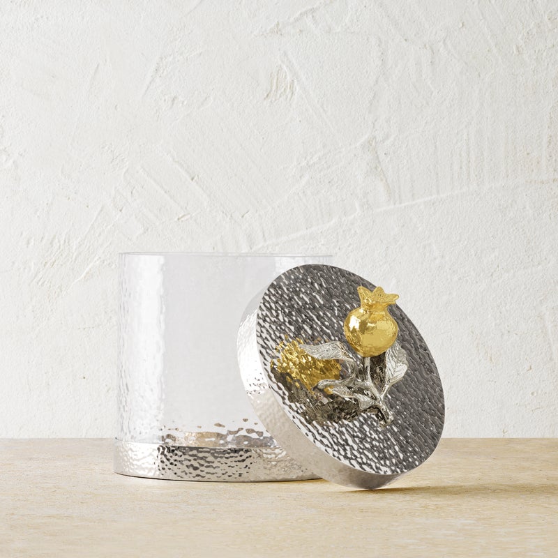 Extra Small Pomegranate Silver and Gold Canister