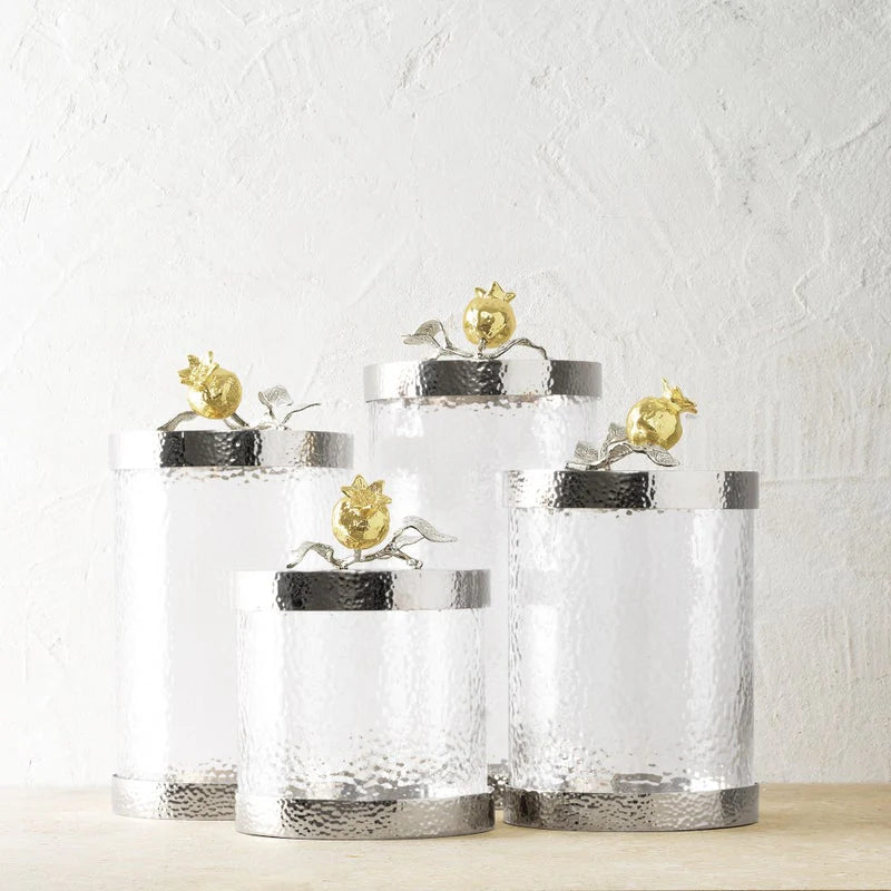 Extra Small Pomegranate Silver and Gold Canister