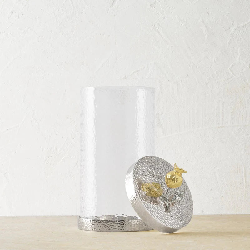Large Pomegranate Silver and Gold Canister