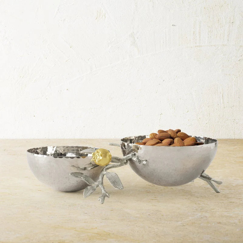 Pomegranate Silver & Gold Double Bowl