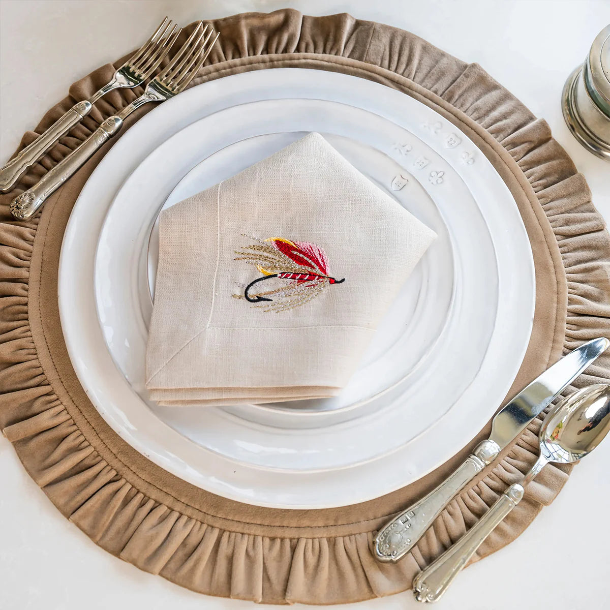 Velvet Mocha Round Ruffle Placemat | Set of 4
