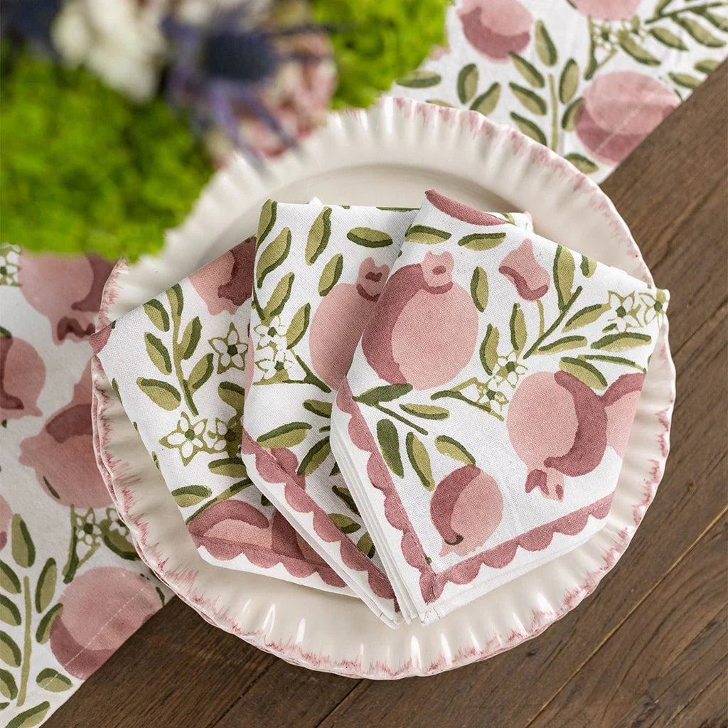 Pomegranate Vine Moss & Mauve Napkins | Set of 4