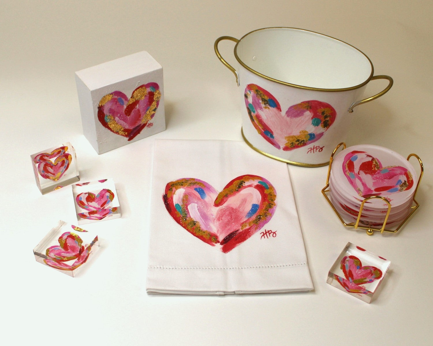 Heart Acrylic Block with Gold Leafing
