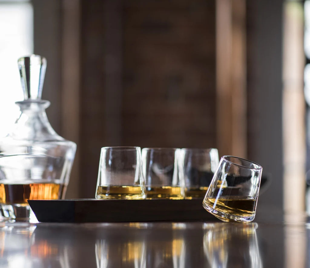 Ludlow Whiskey Glass Set with Wood Base
