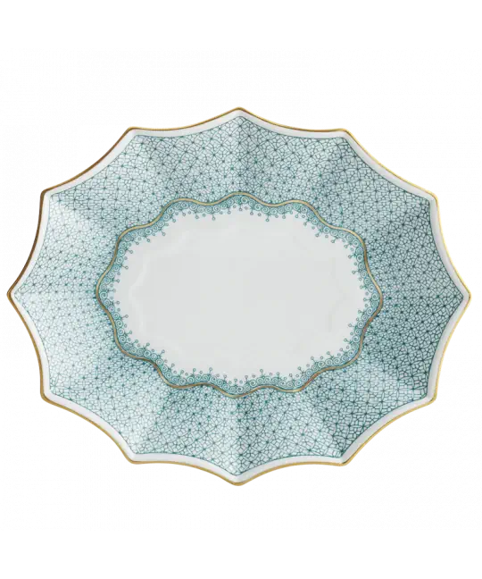 Green Lace Large Sided Tray