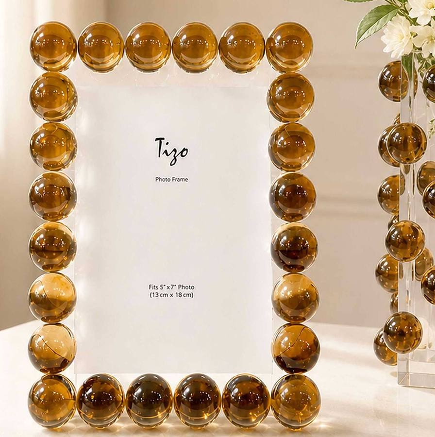 Crystal Glass Frame with Amber Ball