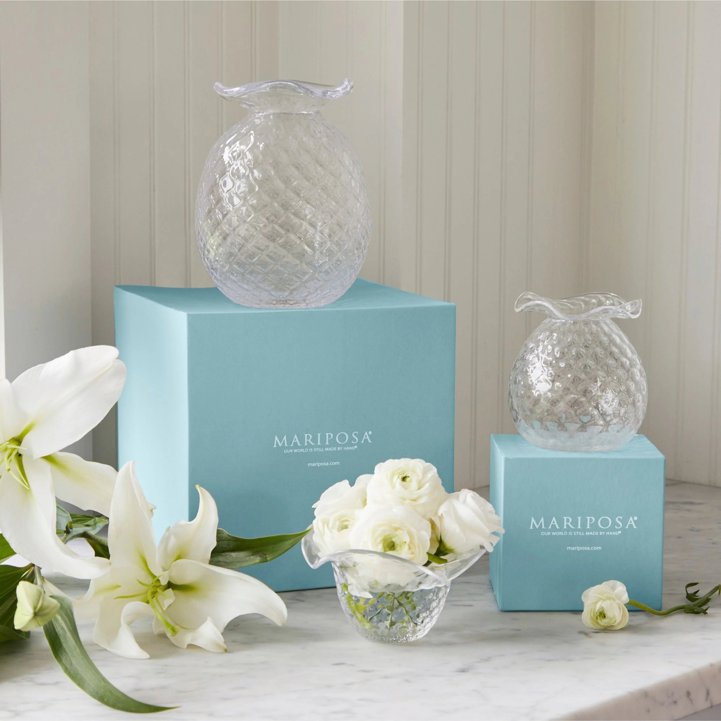 Clear Pineapple Textured Bud Vase