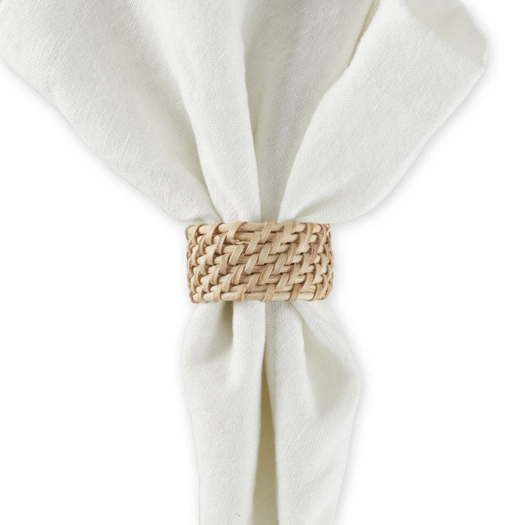 Set of 4 - Woven Cane Napkin Rings